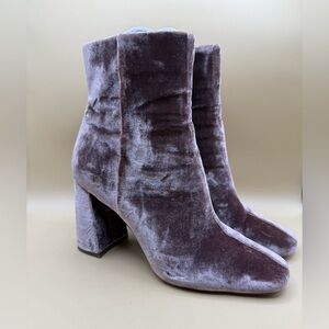 Sam Edelman Codie Square Toe Velvet Bootie Size 8.5 – Mauve, 3.5” Flared Heel